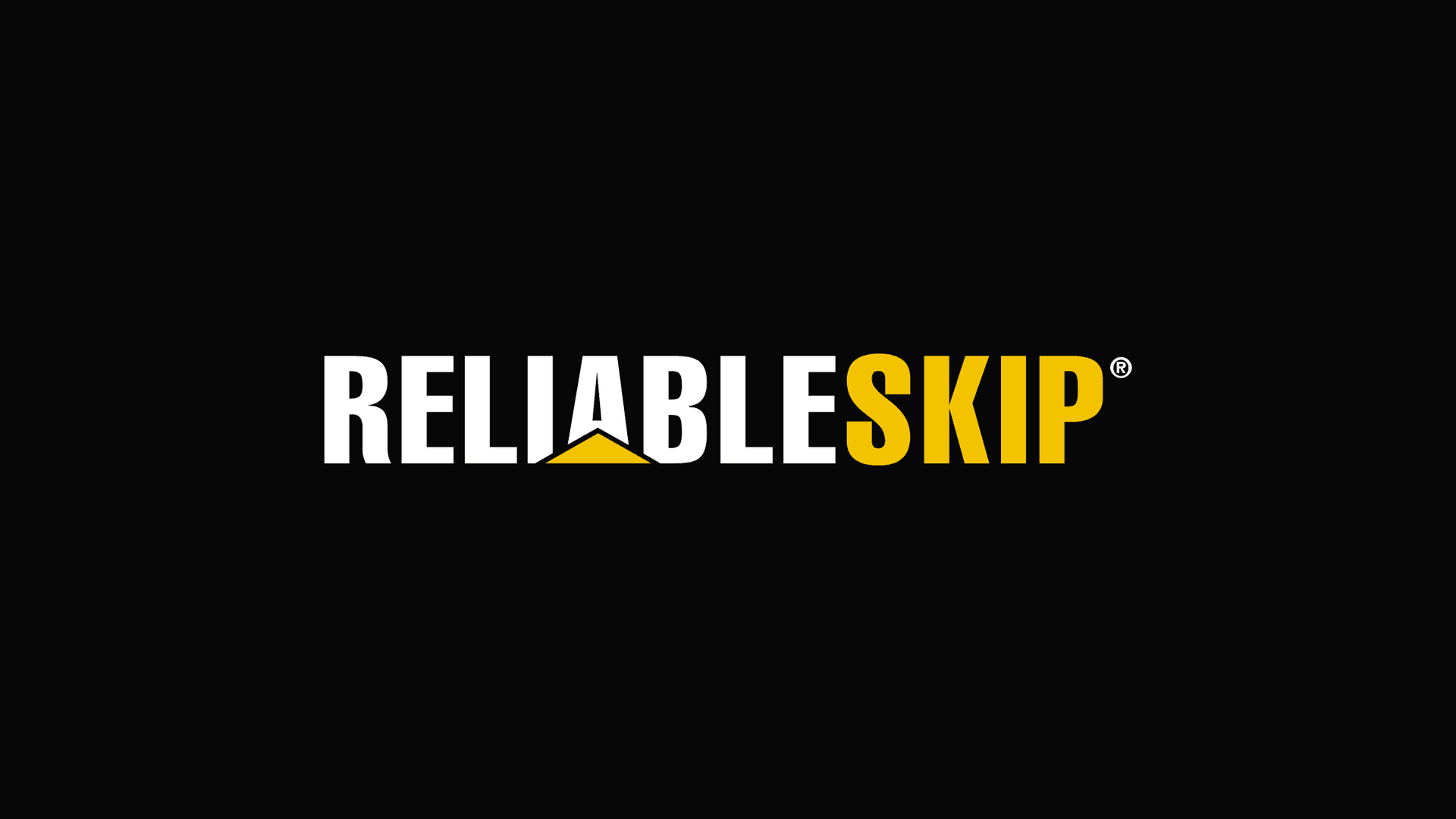 reliable skip hire logo on a black background